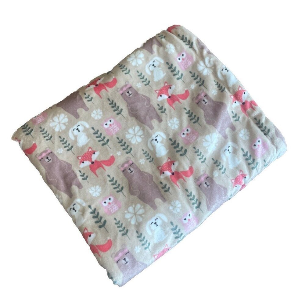 Hudson Baby Blanket Woodland Animals Fox Owl Deer Squirrel White Sherpa Lovey HB